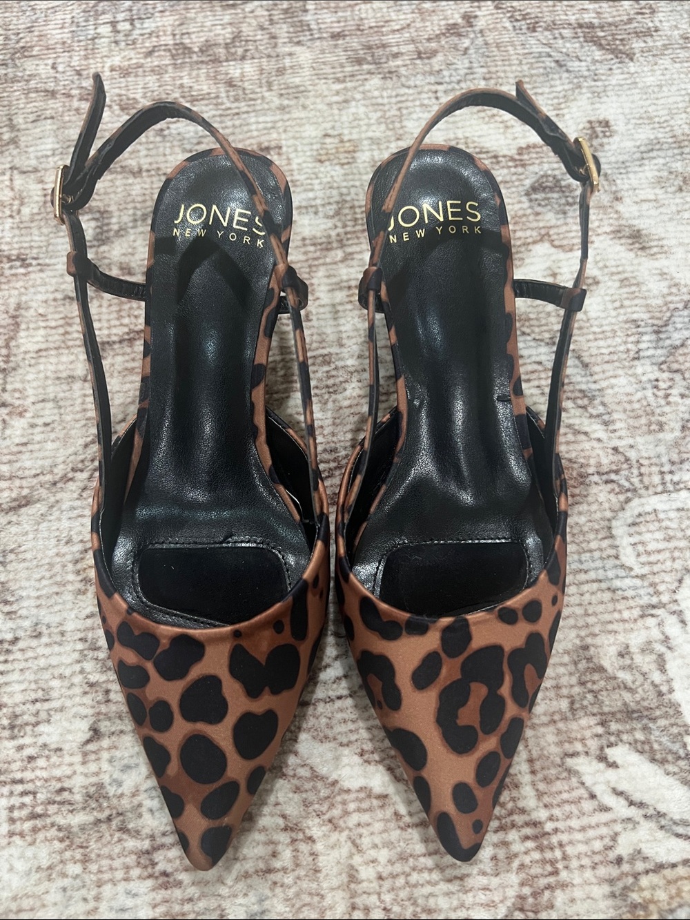 Jones New York Leopard Print Pointed Slingback Pumps - Brown & Black